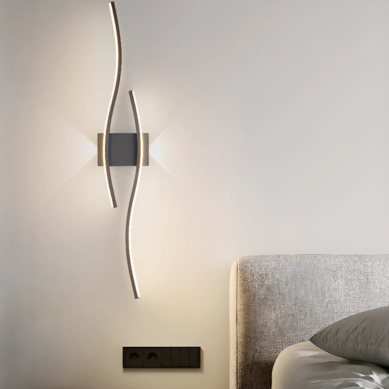 Linear 4-Light LED Wall Sconce with Black-White for Bedroom