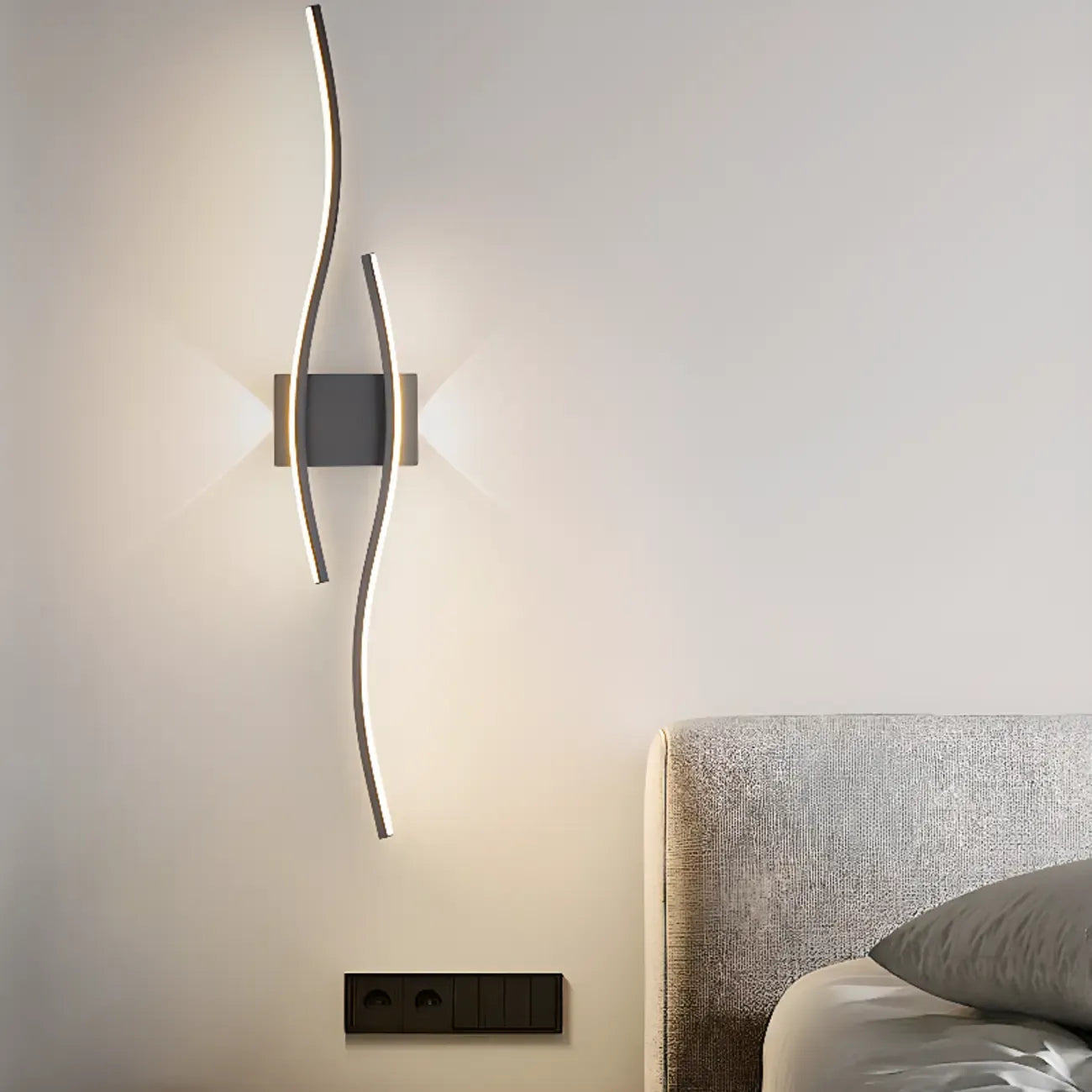 Linear 4-Light LED Wall Sconce with Black-White for Bedroom