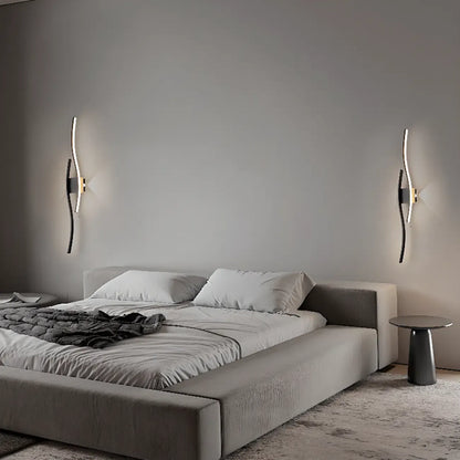 Linear 4-Light LED Wall Sconce with Black-White for Bedroom