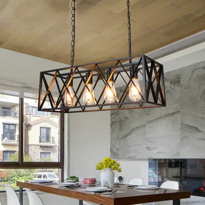 Industrial Black Metal Rectangle Kitchen Island Light