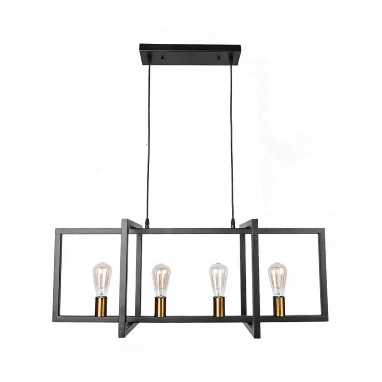 Industrial Black Metal Rectangle Kitchen Island Light