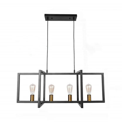 Industrial Black Metal Rectangle Kitchen Island Light