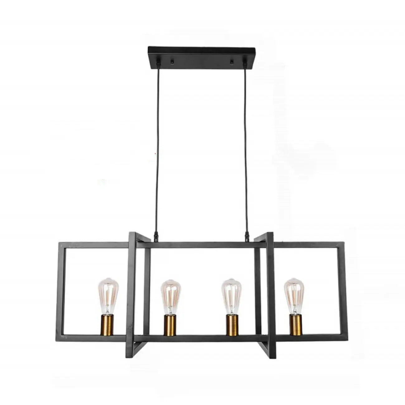 Industrial Black Metal Rectangle Kitchen Island Light