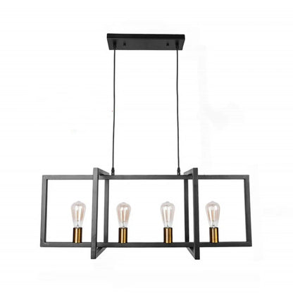 Industrial Black Metal Rectangle Kitchen Island Light