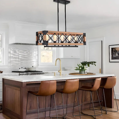 Industrial Black Metal Rectangle Kitchen Island Light