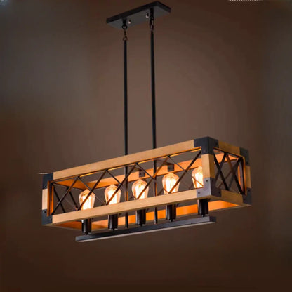 Industrial Black Metal Rectangle Kitchen Island Light