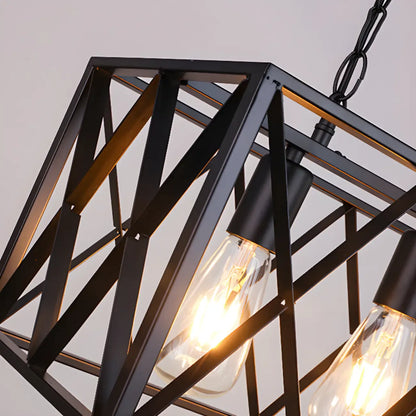 Industrial Black Metal Rectangle Kitchen Island Light
