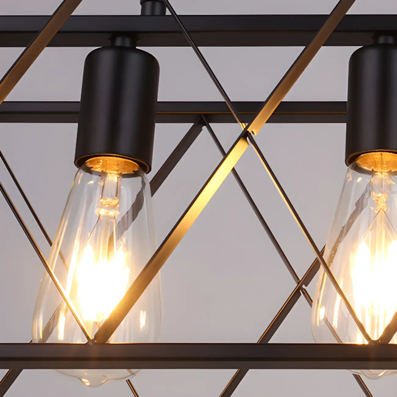 Industrial Black Metal Rectangle Kitchen Island Light