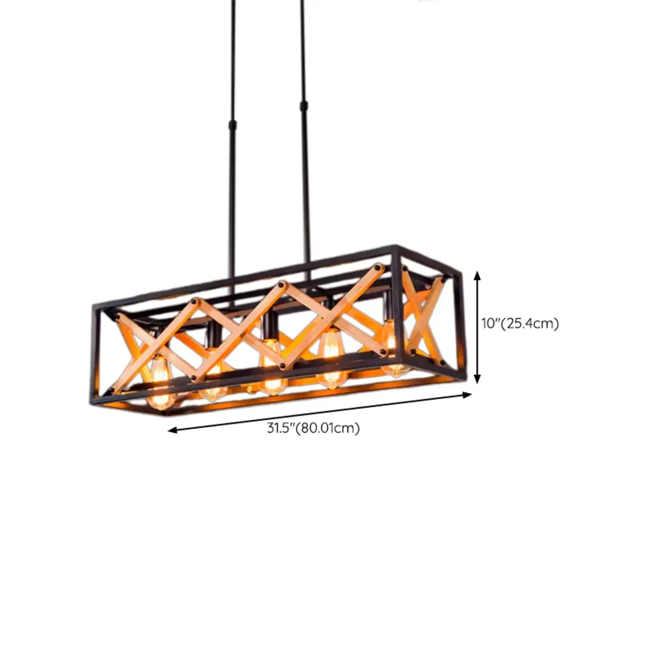 Industrial Black Metal Rectangle Kitchen Island Light