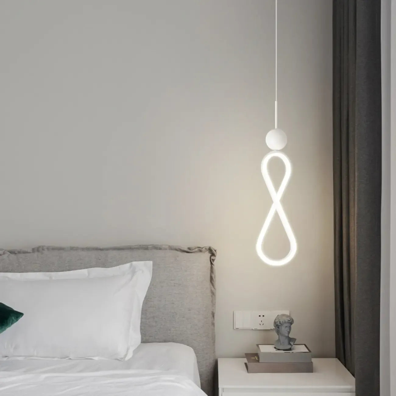 Minimalist White Metal LED Pendant Light Hanging Lamp