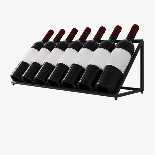 Modern Metal Wine Rack Slanted Holder Shelf for 7 Bottles