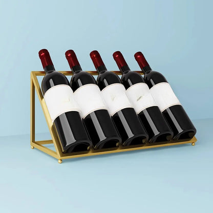 Modern Metal Wine Rack Slanted Holder Shelf for 7 Bottles