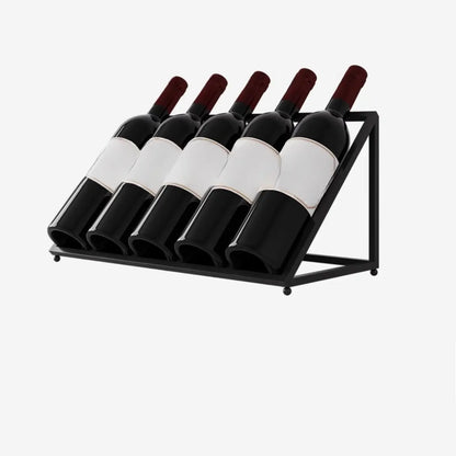 Modern Metal Wine Rack Slanted Holder Shelf for 7 Bottles