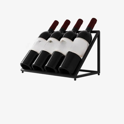 Modern Metal Wine Rack Slanted Holder Shelf for 7 Bottles