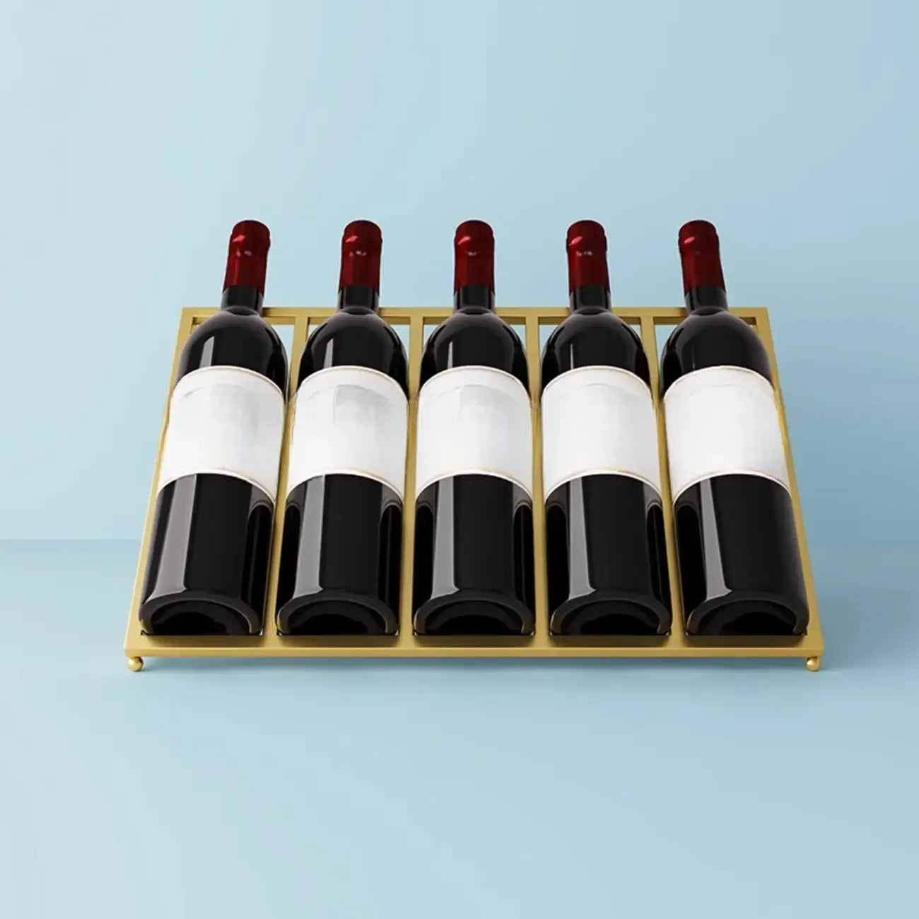 Modern Metal Wine Rack Slanted Holder Shelf for 7 Bottles