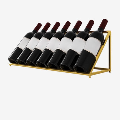Modern Metal Wine Rack Slanted Holder Shelf for 7 Bottles
