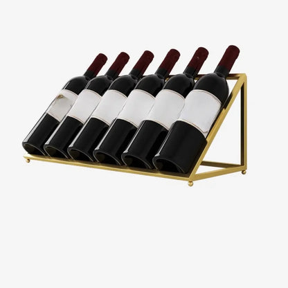 Modern Metal Wine Rack Slanted Holder Shelf for 7 Bottles