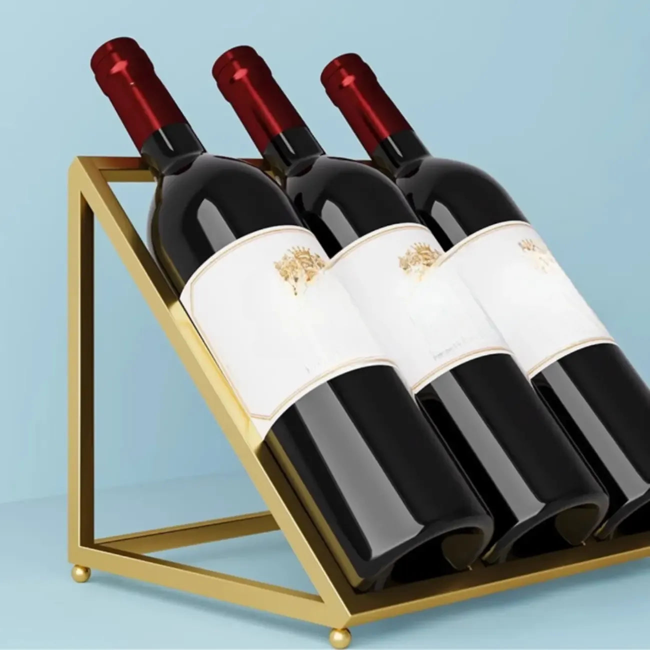 Modern Metal Wine Rack Slanted Holder Shelf for 7 Bottles