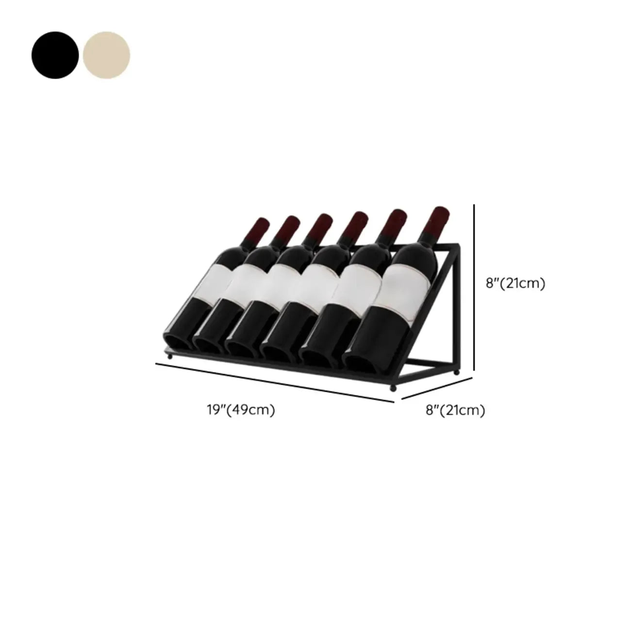 Modern Metal Wine Rack Slanted Holder Shelf for 7 Bottles