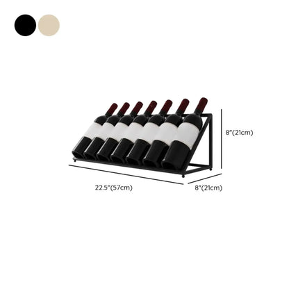 Modern Metal Wine Rack Slanted Holder Shelf for 7 Bottles