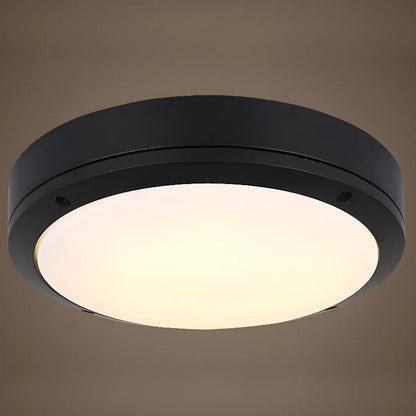 Industrial Black Round Metal LED Flush Ceiling Light