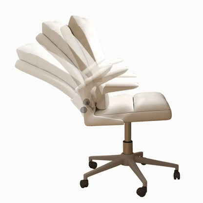Modern White Fabric Upholstered Adjustable Swivel Office Chair
