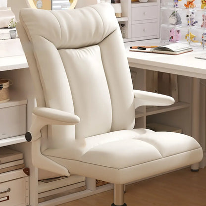 Modern White Fabric Upholstered Adjustable Swivel Office Chair