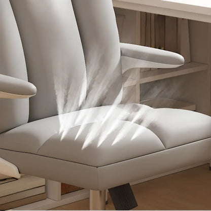 Modern White Fabric Upholstered Adjustable Swivel Office Chair