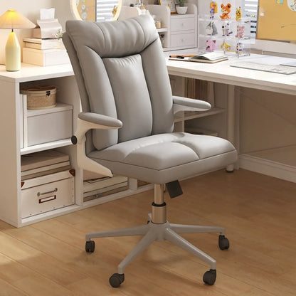 Modern White Fabric Upholstered Adjustable Swivel Office Chair