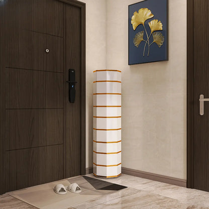 Rotating Glam White Metal Hexagon Entryway Shoe Cabinet