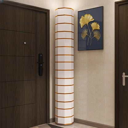 Rotating Glam White Metal Hexagon Entryway Shoe Cabinet