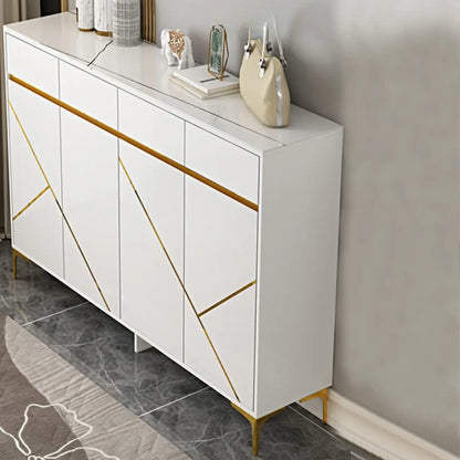 Trendy Gray Wood Shoe Cabinet with Drawers & Display Top