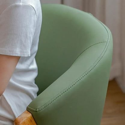 Glam Grey Fabric Accent Chair with Wooden Legs for Living Room