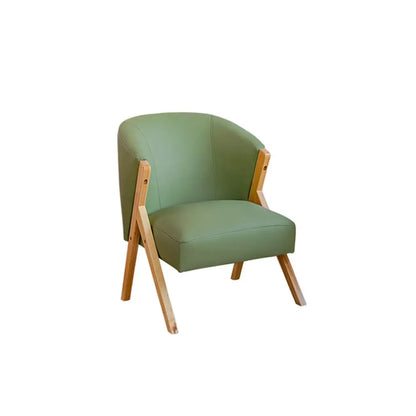 Glam Grey Fabric Accent Chair with Wooden Legs for Living Room
