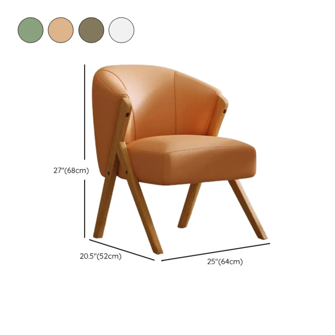 Glam Grey Fabric Accent Chair with Wooden Legs for Living Room