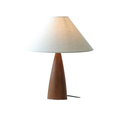 Wooden Modern Walnut LED Table Lamp with Fabric Shade