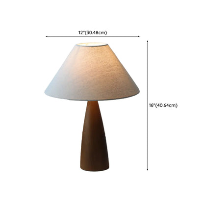 Wooden Modern Walnut LED Table Lamp with Fabric Shade