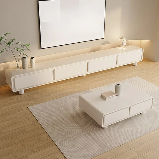 63 Living Room White Wooden Rectangular TV Stand with Drawer