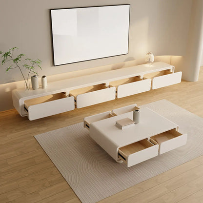 63 Living Room White Wooden Rectangular TV Stand with Drawer