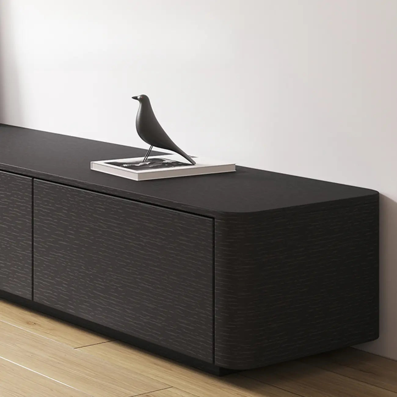79 Black Wood Long Cable Management TV Stand with Drawer