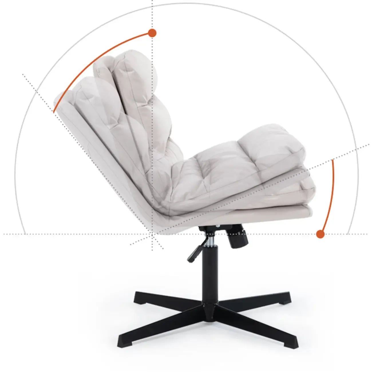 Casual Beige Leather Adjustable Office Chair