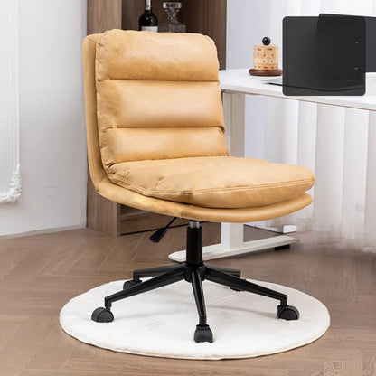 Casual Beige Leather Adjustable Office Chair