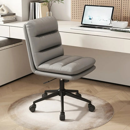 Casual Beige Leather Adjustable Office Chair