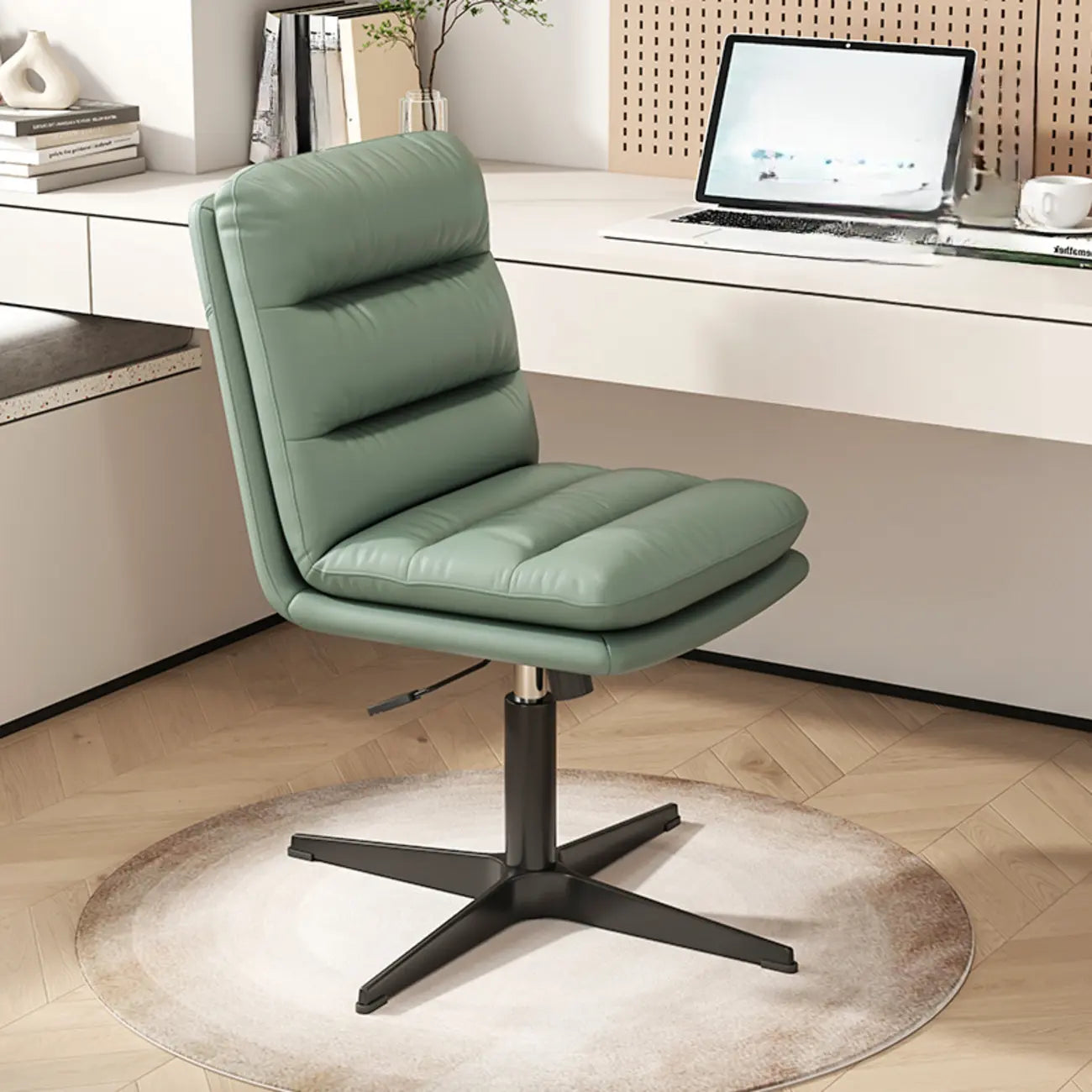 Casual Beige Leather Adjustable Office Chair