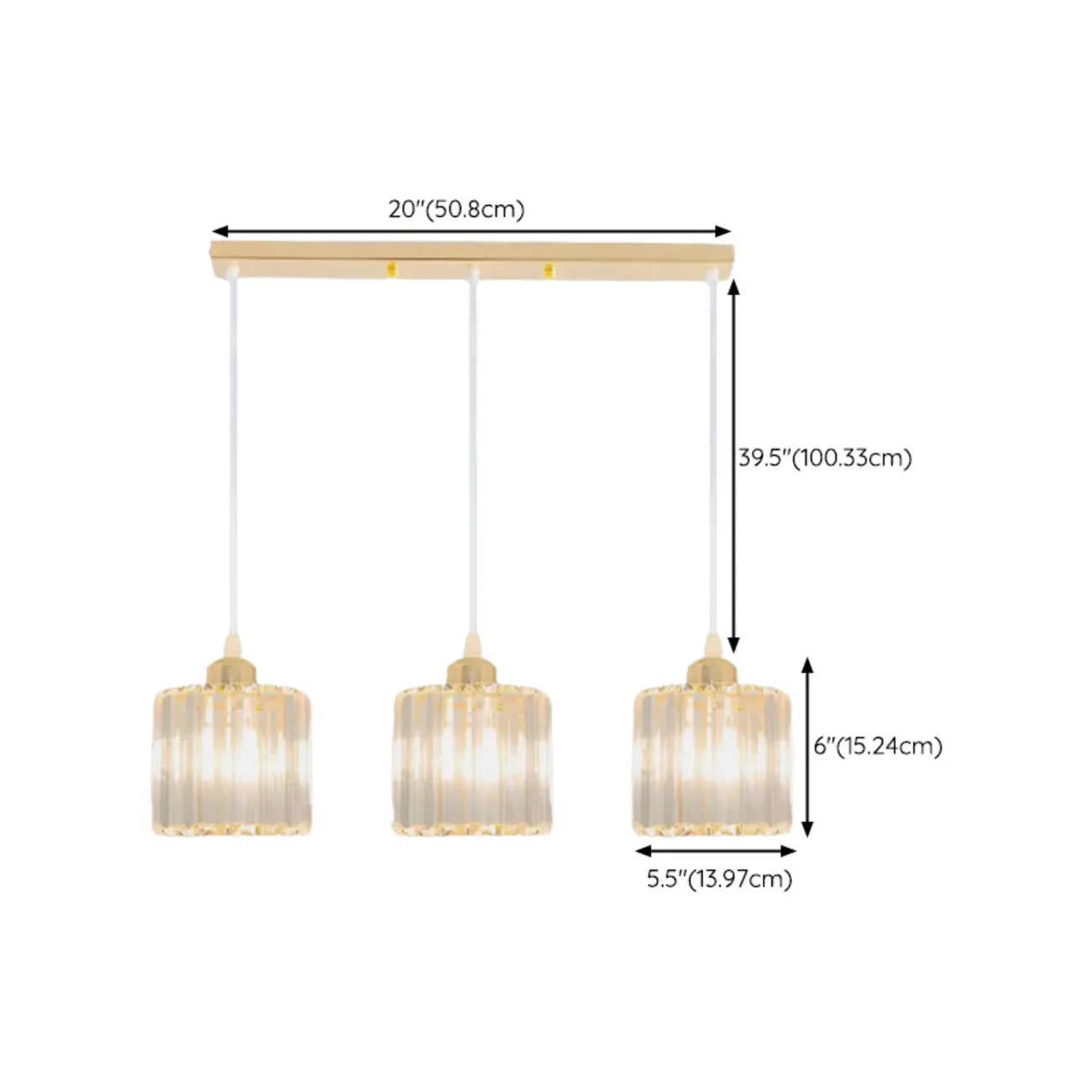 Geometric Gold Glass Pendant Light for Kitchen