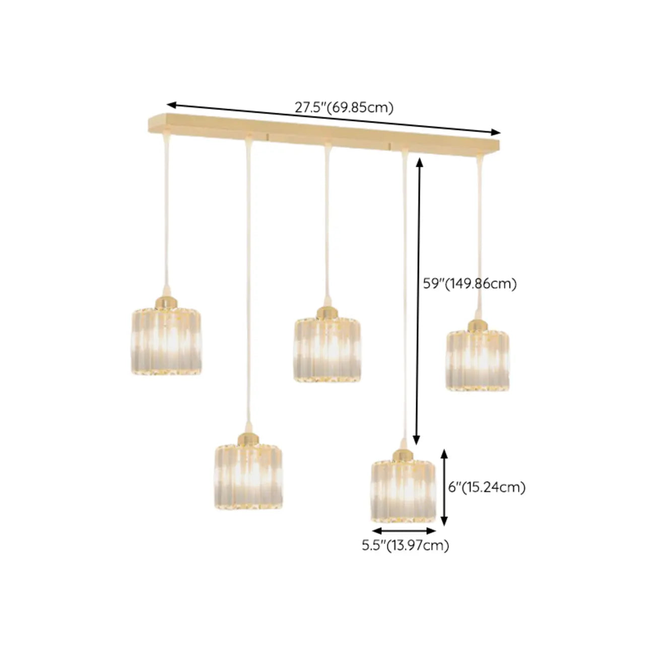 Geometric Gold Glass Pendant Light for Kitchen