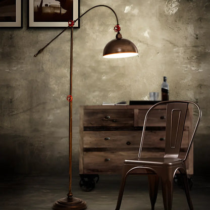 Rustic Industrial Adjustable Metal Floor Lamp with Dome Shade