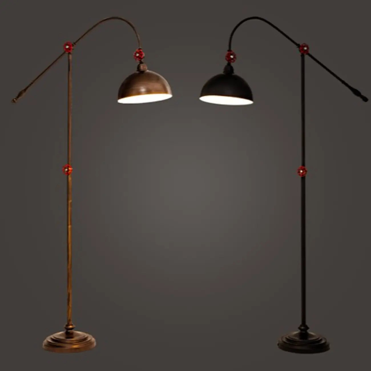 Rustic Industrial Adjustable Metal Floor Lamp with Dome Shade