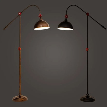 Rustic Industrial Adjustable Metal Floor Lamp with Dome Shade