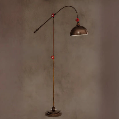 Rustic Industrial Adjustable Metal Floor Lamp with Dome Shade
